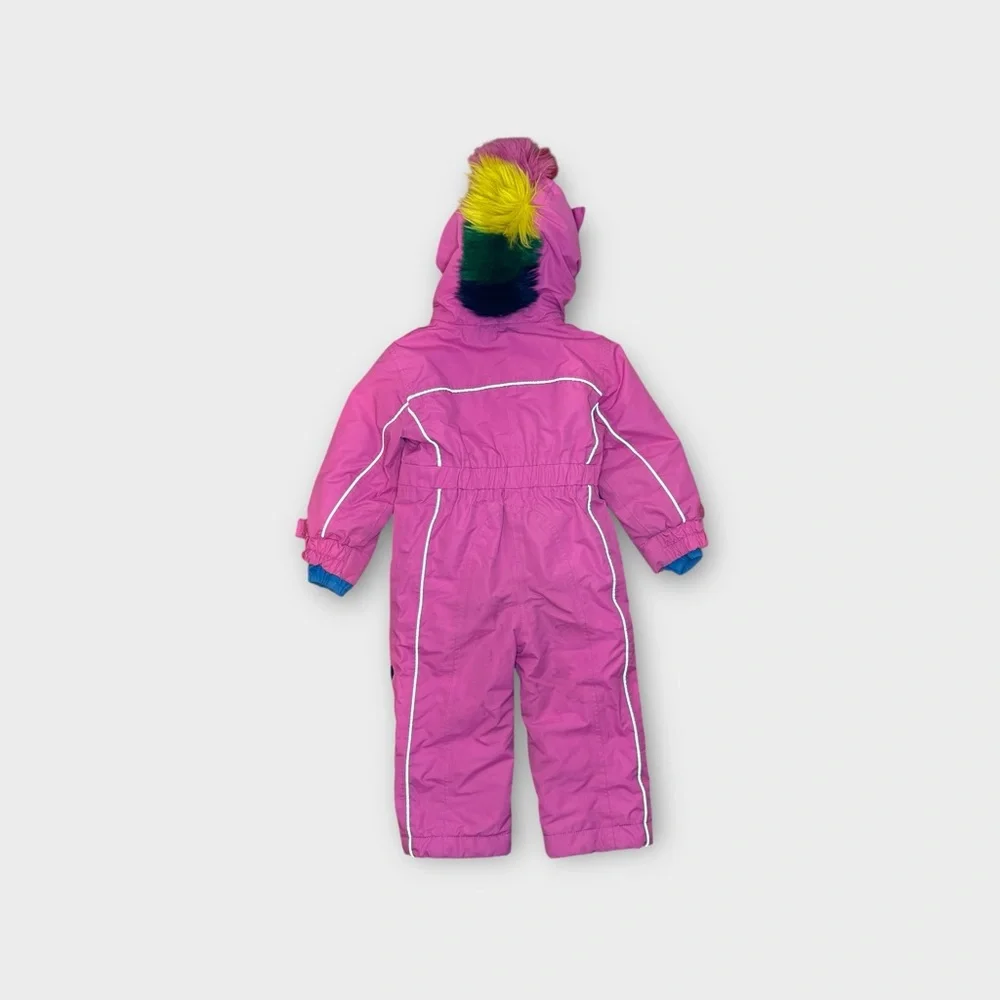 Mini Boden All In One Pink Unicorn Snowsuit